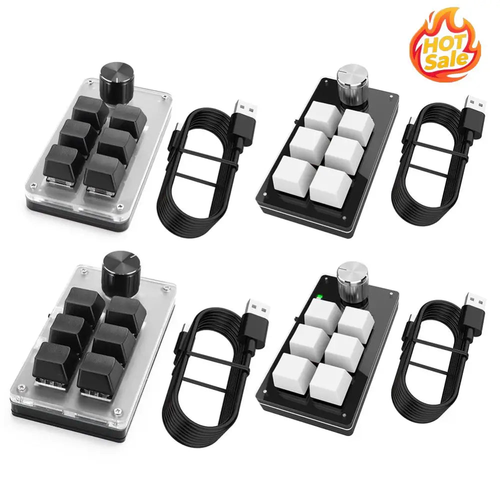 6 Key 1 Knob One Handed Mechanical Gaming Keyboard Bluetooth-Compatible/Wired RGB Red Switches for Gamers/Designers/Video Editor Zpaxo