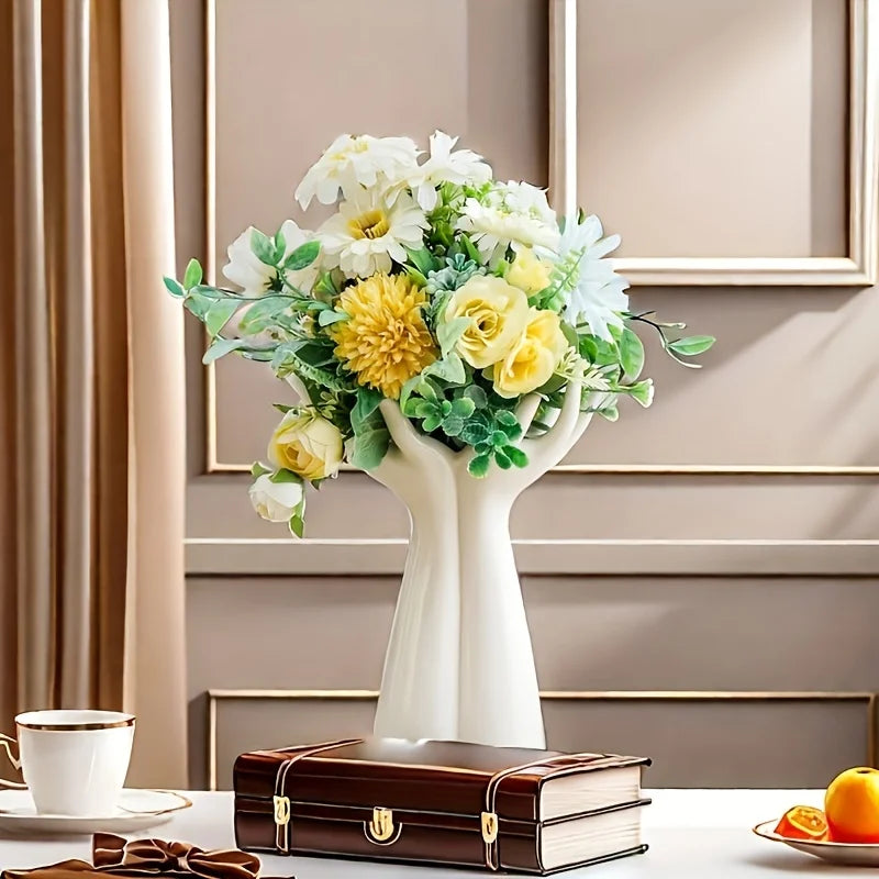 White Ceramic Handmade Vase Exquisite Home Decor Artistic Flower