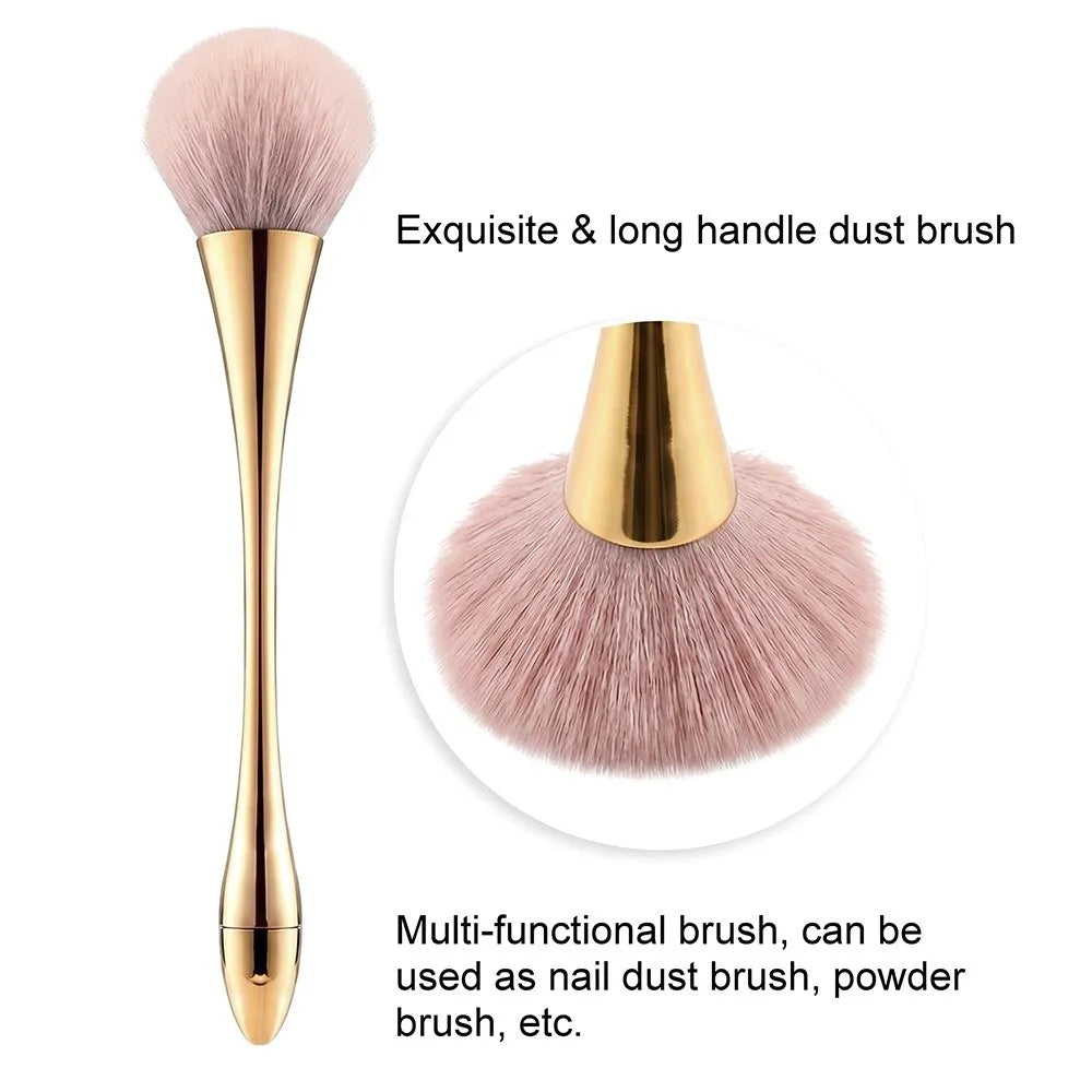Cleaning Brush Large Nail Dust Soft Fluffy Gold Manicure Remover Zpaxo