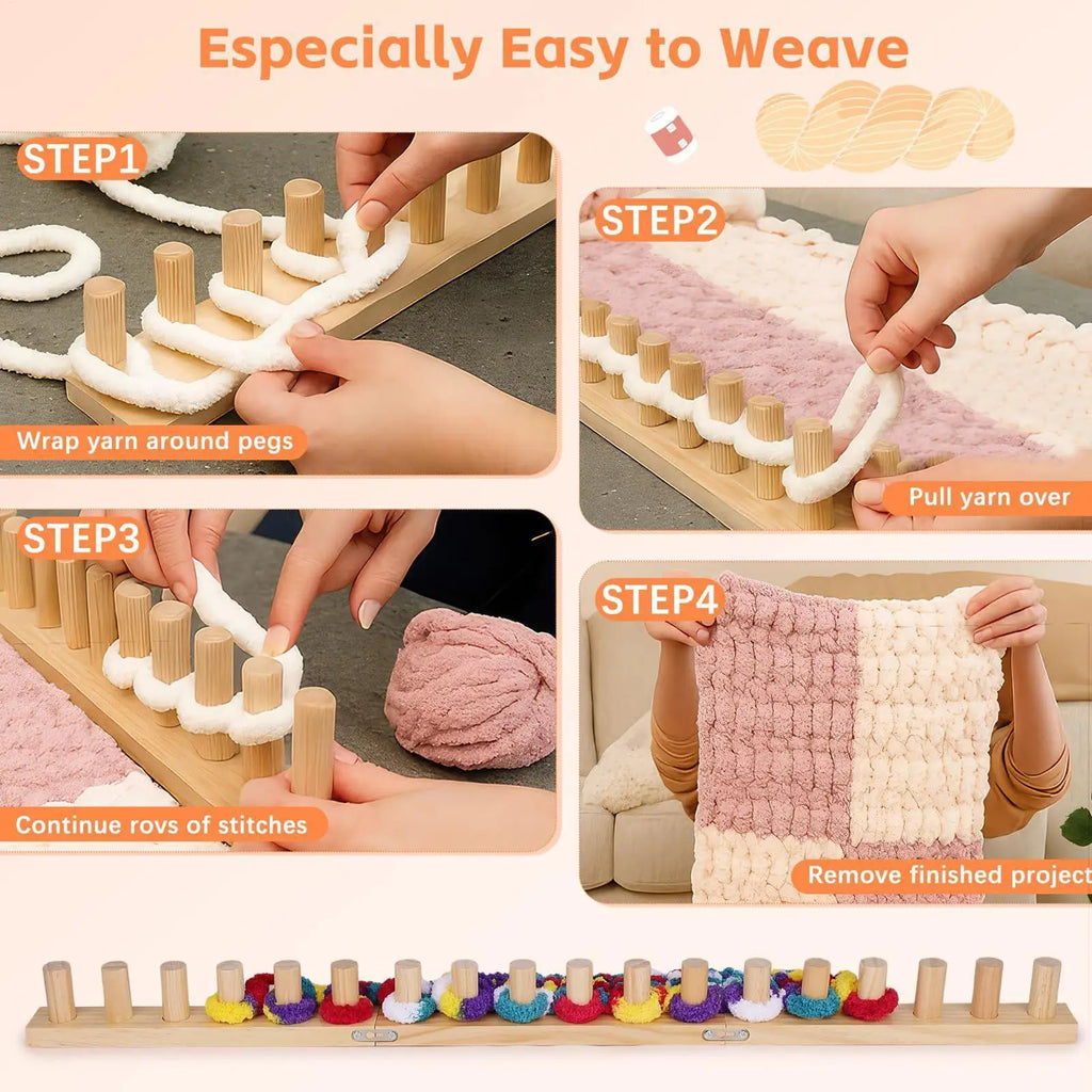 Chunky Blanket Loom Wooden Weaving DIY Craft Tool Large Yarn Knitting