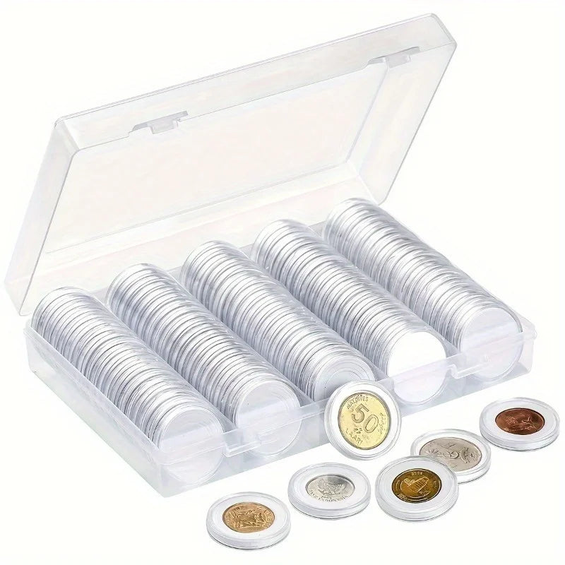 Box Coin Capsules Plastic Storage Organiser Collection Supplies Round