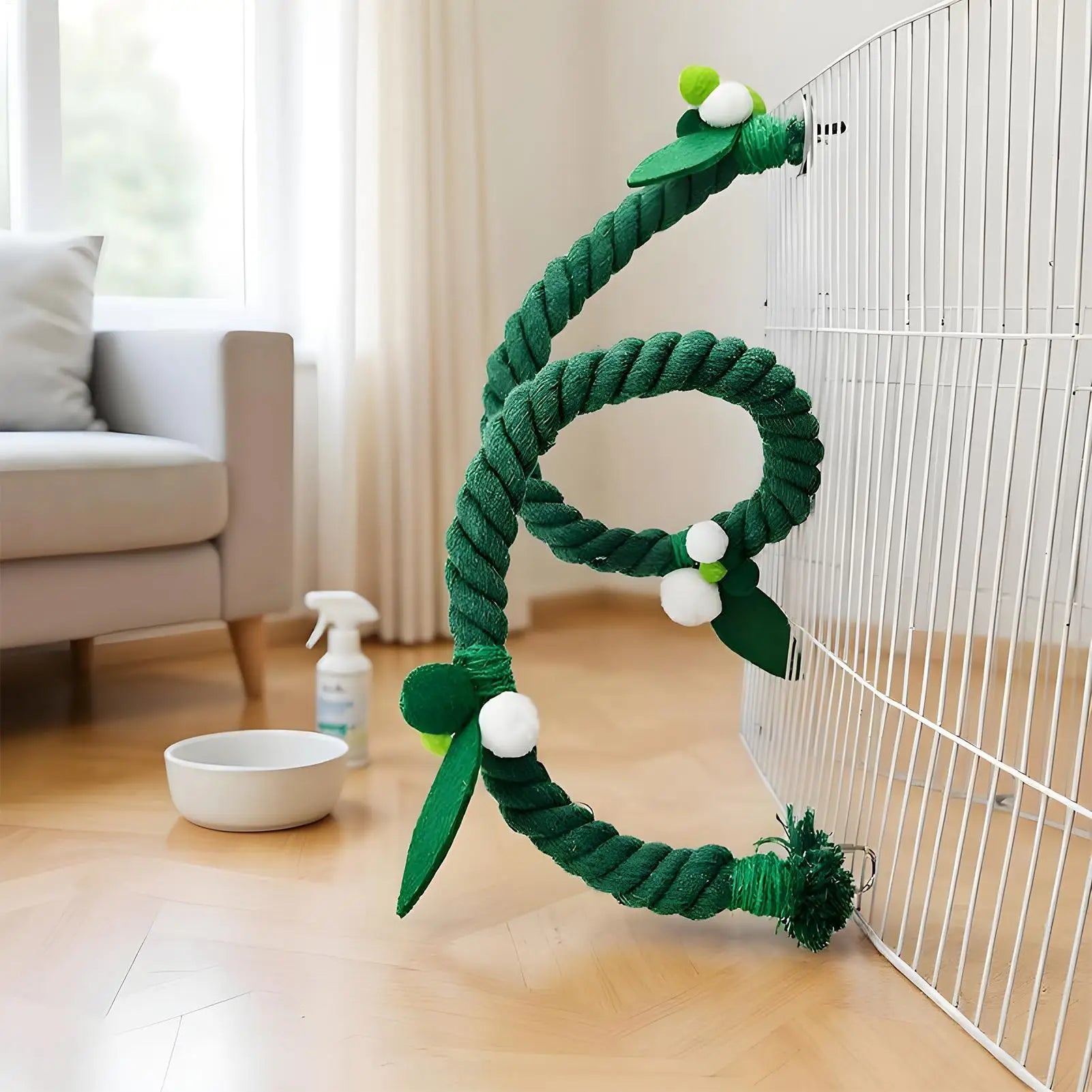 Rope Perch Flexible Standing Green Chewing Toy Climbing Swing Bird