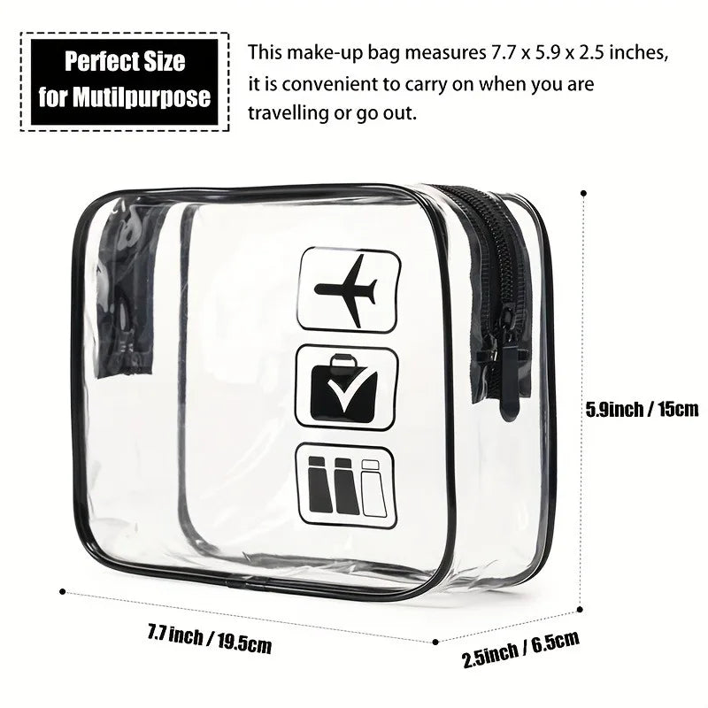 Clear PVC Toiletry Bags Transparent Travel Organizer Airport Carry-on
