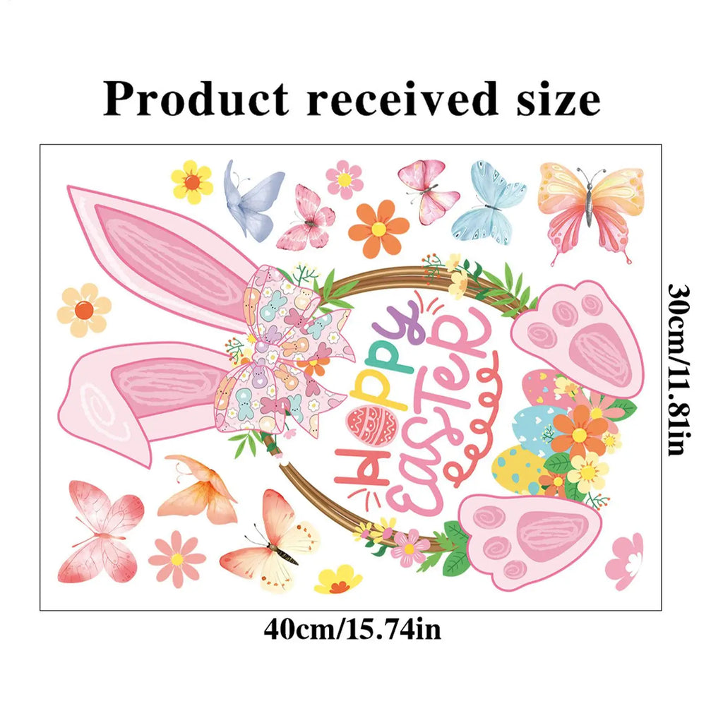 Easter Window Clings Static Decals Double Sided Spring Bunny Decor