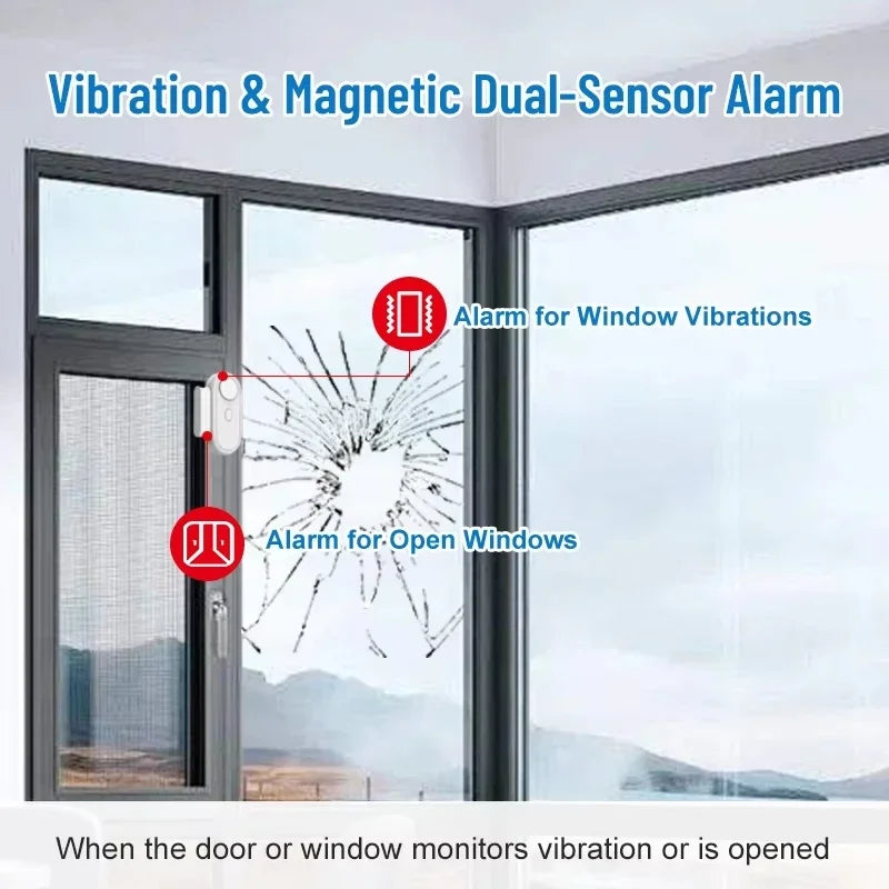 0-120dB Sound 1 Vibration&open Alarm Door Window 5-Level Vibration Zpaxo