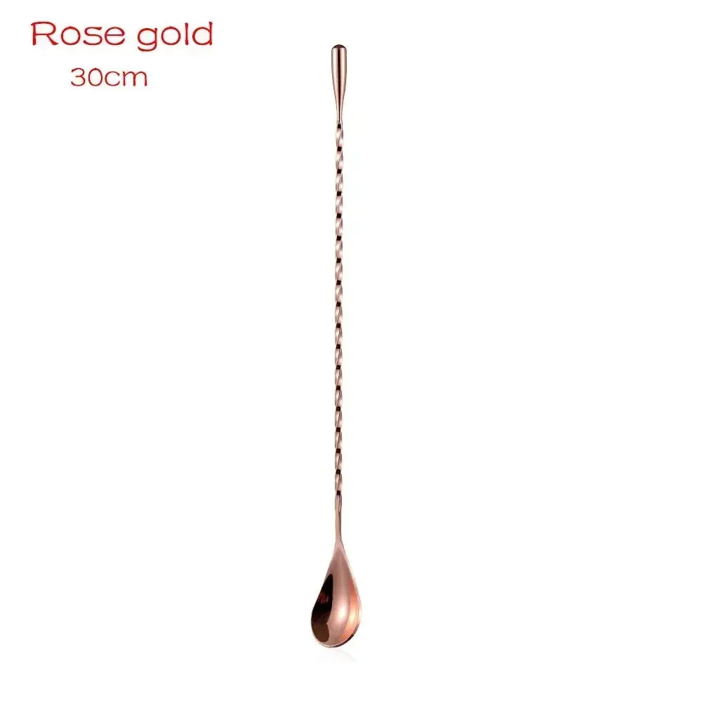 Kitchen 30cm Long Handle Cocktail Stirrers Bartender Mixing Stick Spoon Stainless Steel Barman Kit Accessories Whisky Shaker Bar Zpaxo Rose Gold 1pc