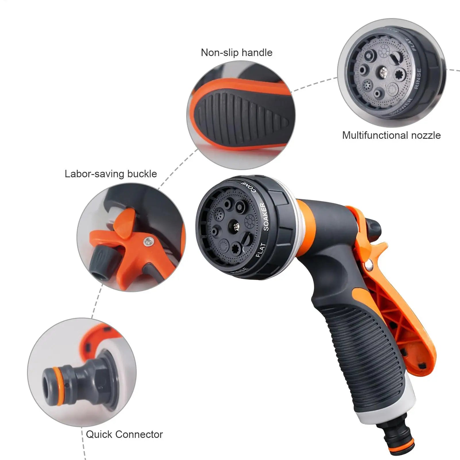 Multifunctional Garden Hose Spray Nozzle 8 Patterns Watering Sprayer