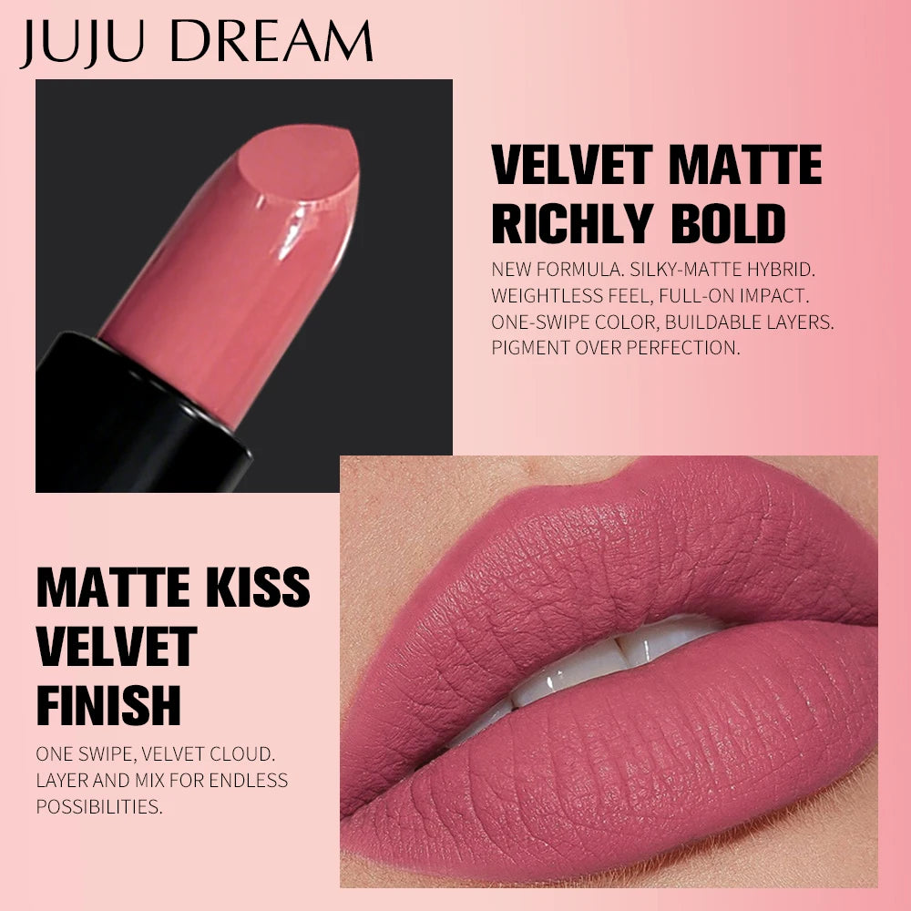 High Pigment Velvet Lipstick, Waterproof Matte Lip Color, Soft Blur Finish, Non Sticky Long Wear Makeup Zpaxo