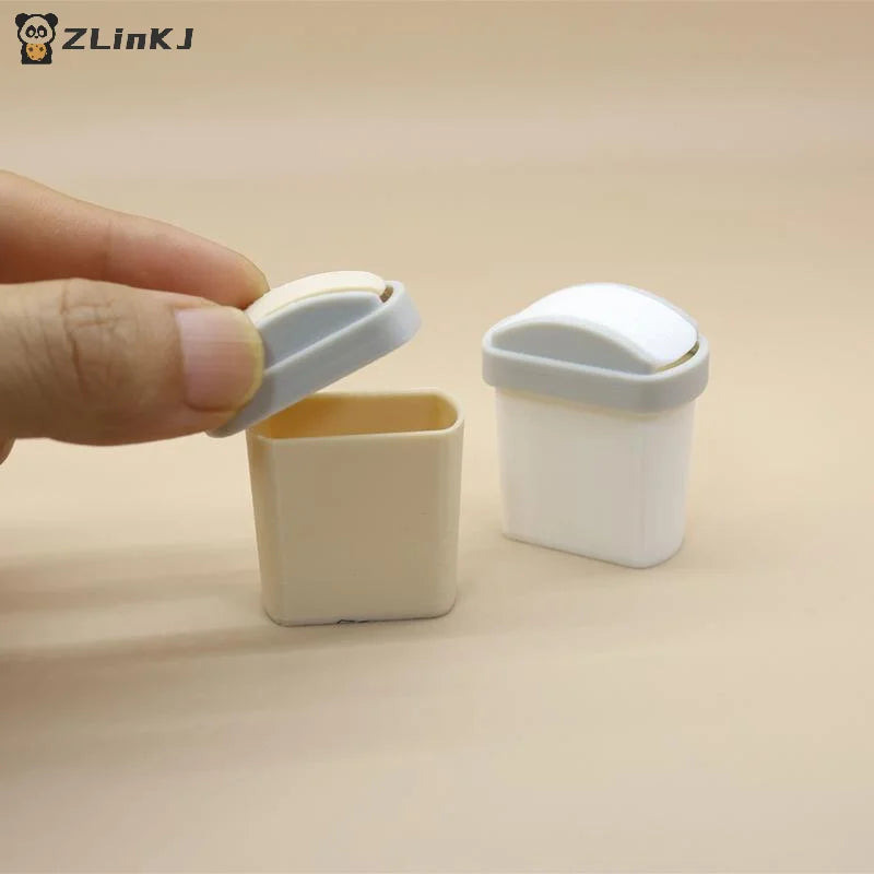 ▶1Pcs Mini Flip Cover Trash Can Dustbin Miniature Toy Model Scene Doll House Accessories Simulation Mini Waste Bin Zpaxo