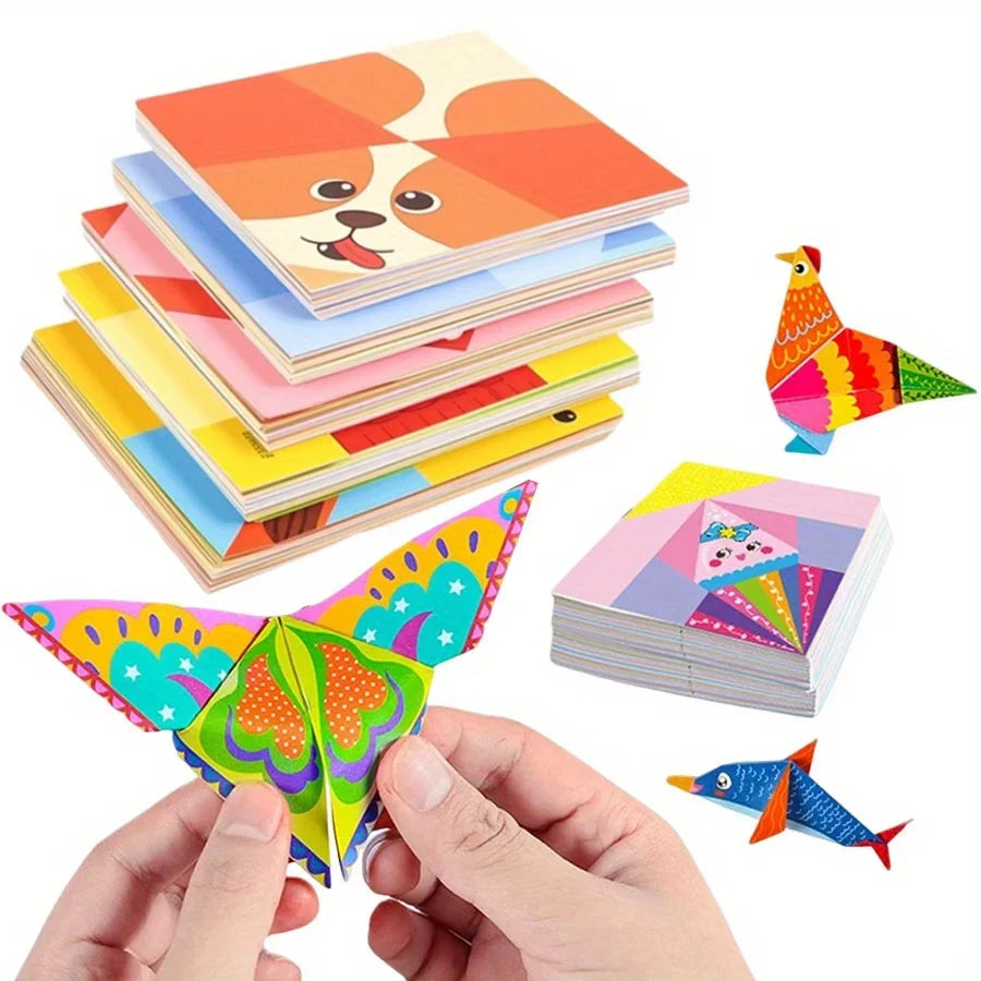 54/108 Sheets Animal Life Origami Kit for Beginners Creative Paper Projects Vibrant Paper Stress Relief Craft Gift Origami JXB Zpaxo