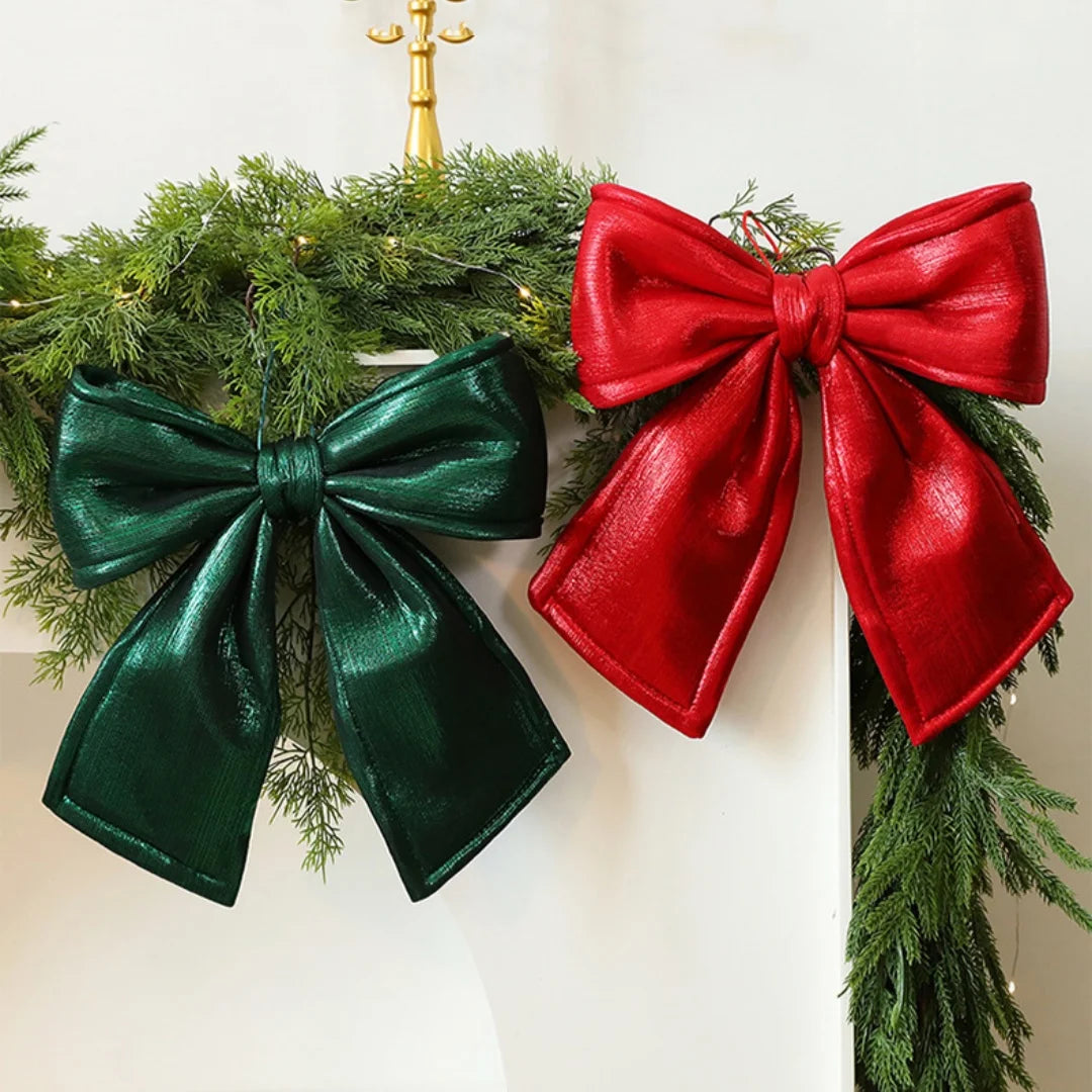 25cm Glitter Christmas Bow Decoration | Xmas Tree Pendant Christmas Bow Ornament Zpaxo