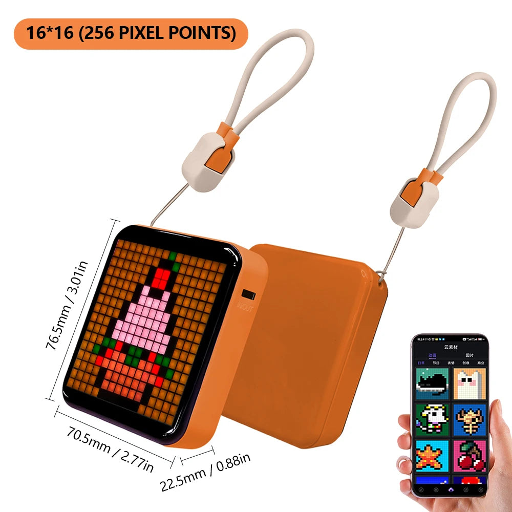LED Pixel Screen Display Night Light Bluetooth Smart APP LED Panel Display Frame For Gaming Room Decoration Christmas Gift Zpaxo USB Plug 16x16 Orange