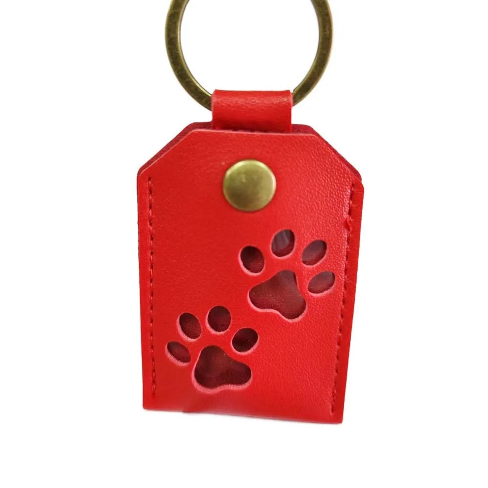 Cat Dog Claw Pet Hair Storage Bag Puppy PU Leather Pet Hair Keychain DIY Handmade Memorial Dogs Paw Pendant Hanging Accessory Zpaxo StyleA Red