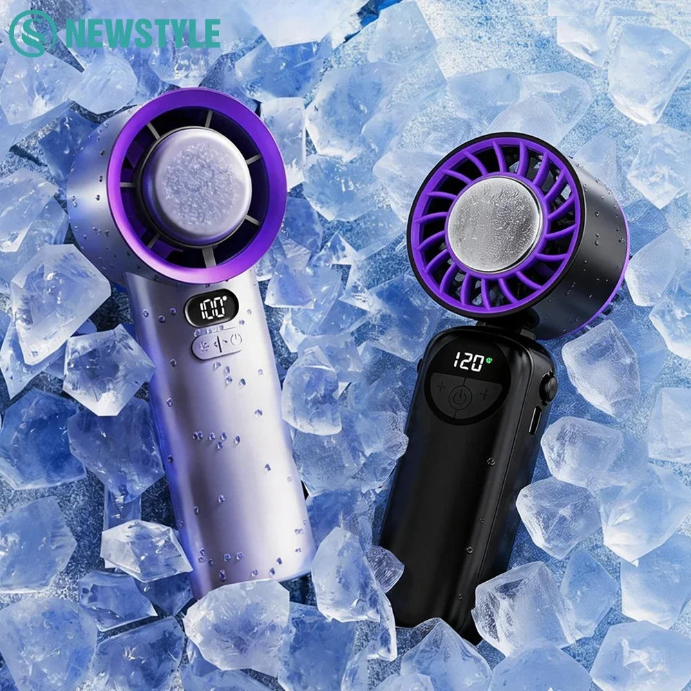 New Handheld Portable Cooling Fan 120 Speeds Adjustable Refrigeration Quite Mini Turbo Fan Type-C High Speed Cold Compress Fan Zpaxo