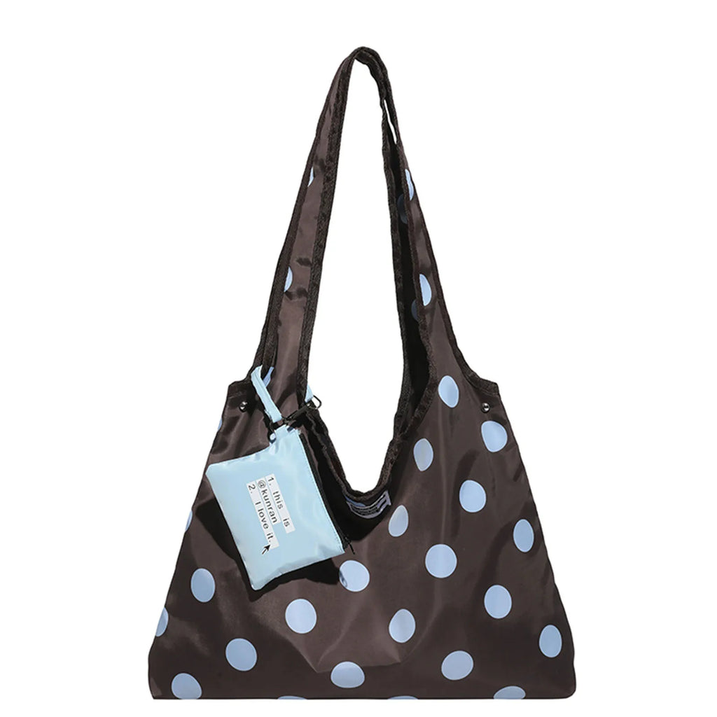 Women Girls Polka Dot Canvas Fashion Shoulder Handbag Vintage Underarm Pouch Versatile Shoulder Bag for Work Daily Use Zpaxo