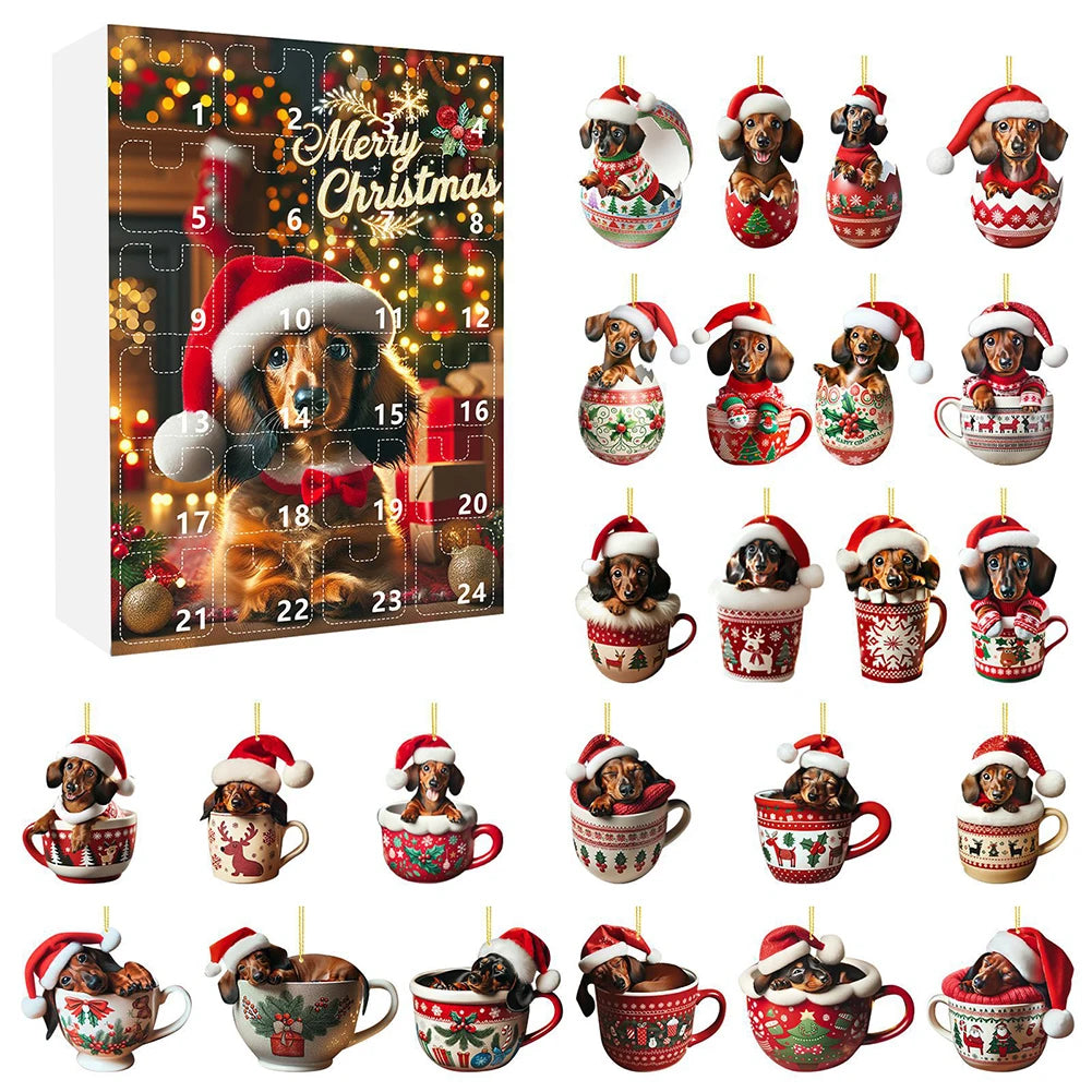 2025 Advent Calendar Dachshunds Christmas Vacation Cute Countdown
