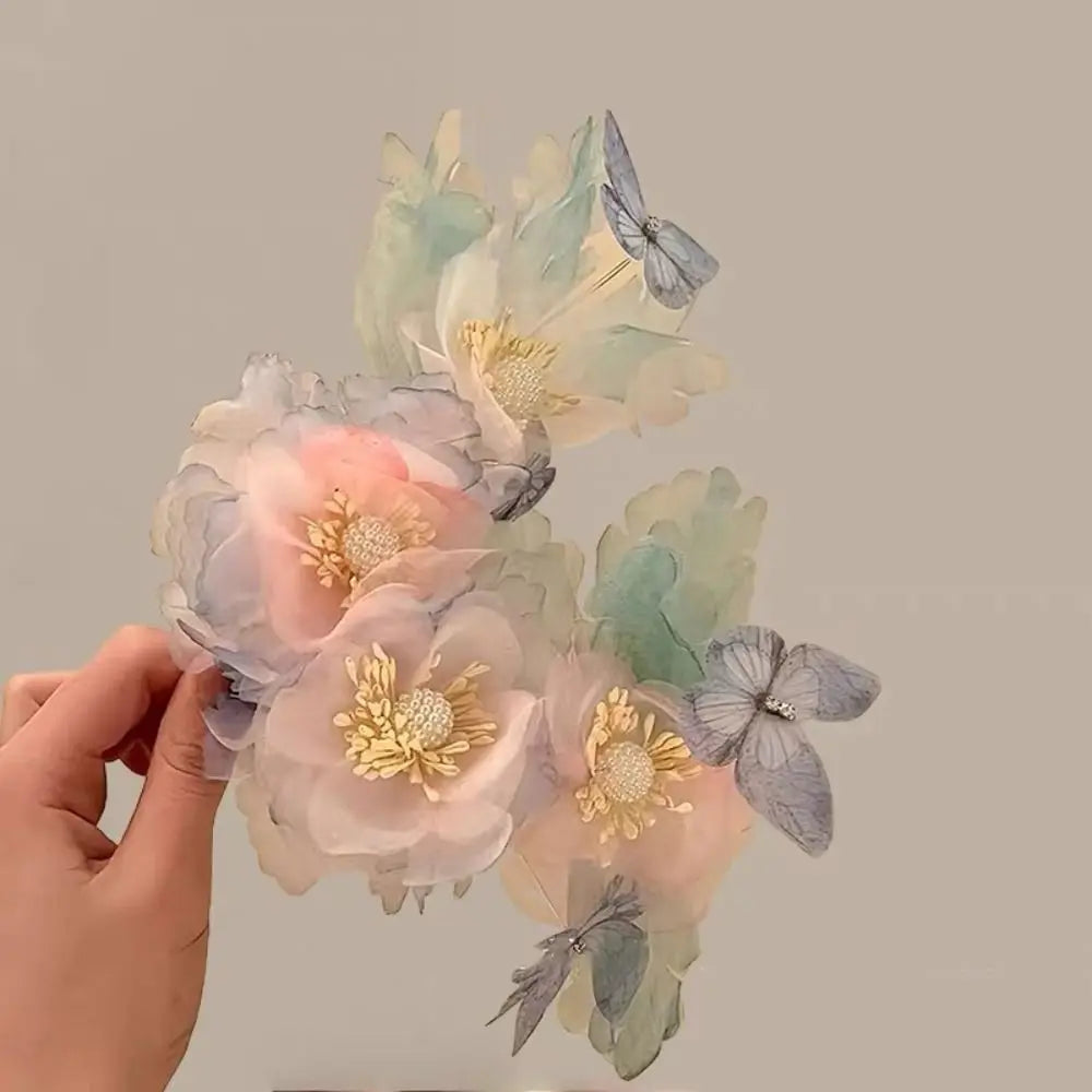 Elegant Plastic Flower Hair Clip Romantic Side Hairgrips Butterfly Zpaxo