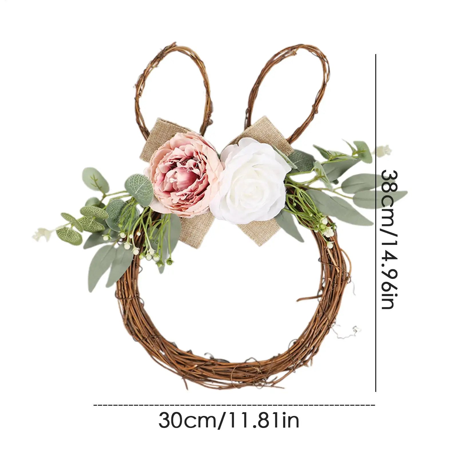 Easter Bunny Shaped Wreath Welcome Rabbit Shape Hanger Front Door