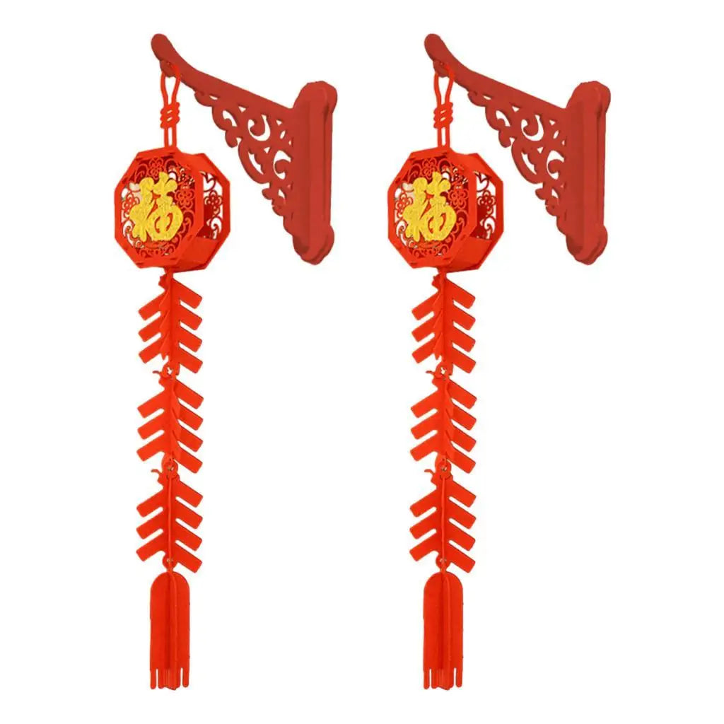 2x Chinese New Year Hanging Decorations, 2024 Chinese Fu Characters, Home Spring Festival Decor for Bedroom, Spring Festival Zpaxo Style D