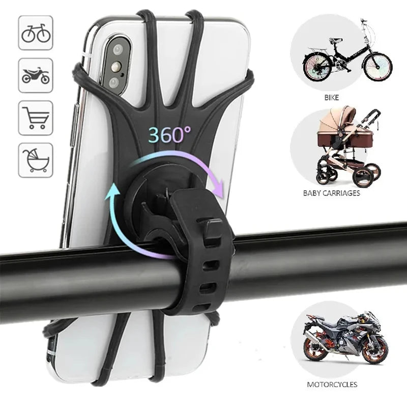 Universal Shockproof Elastic Silicone Mount Phone Holder Stand Riding