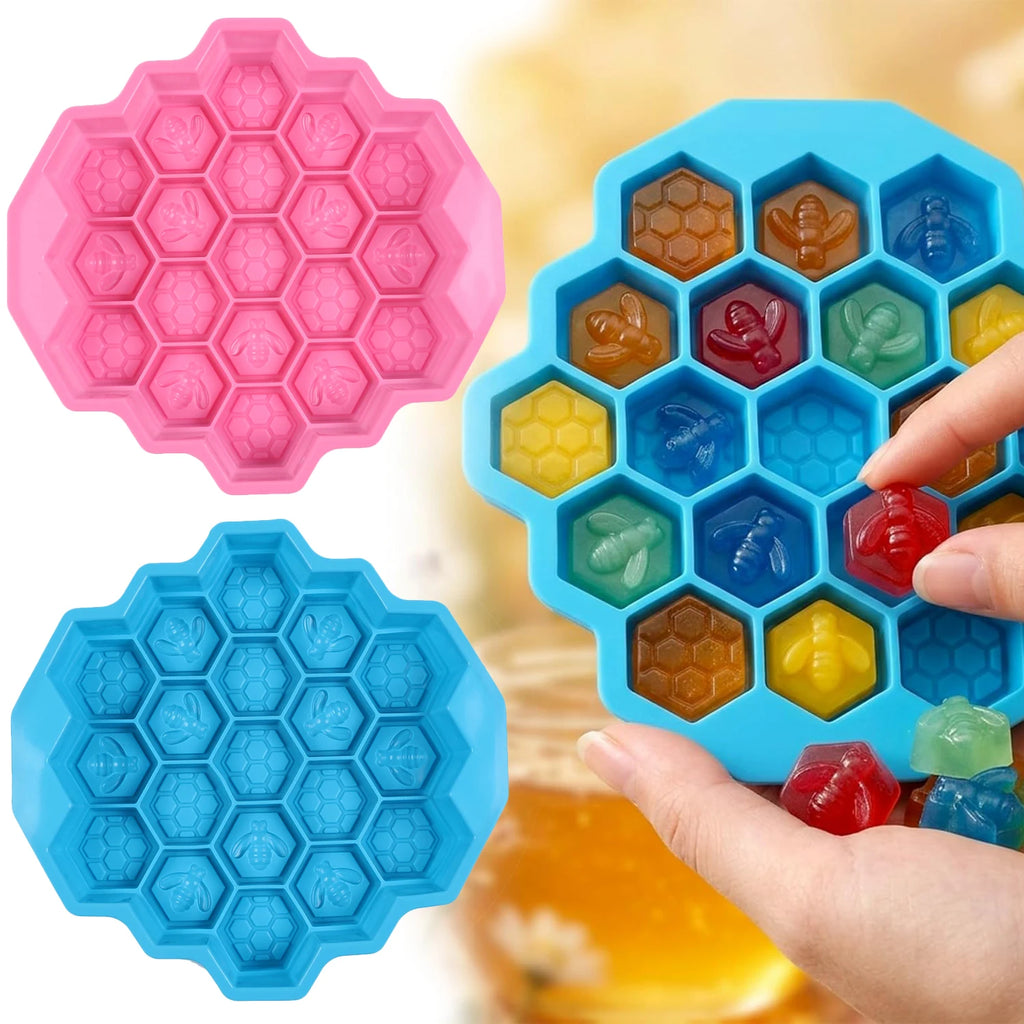 Honeycomb Bees Silicone Soap Mold 19-Cavity Chocolate Cake Candy Jelly Ice Cube Dessert Baking Clay Mold Zpaxo
