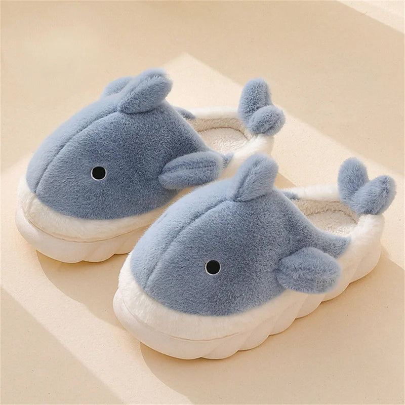 Cute Shark Cotton Slippers Women's Autumn Winter Home Indoor Non-slip Zpaxo