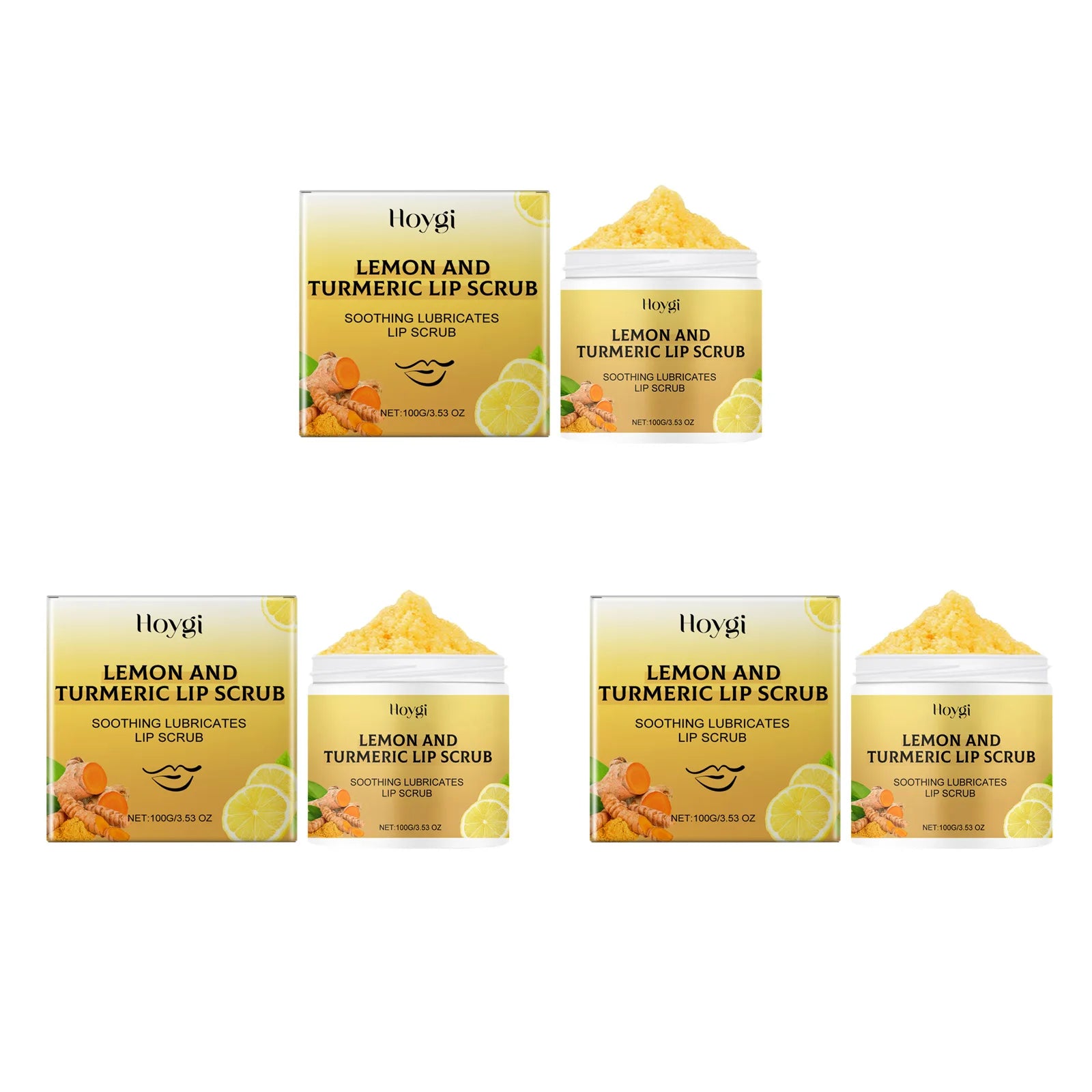 Turmeric Lemon Lip Scrub Dead Skin Removal Exfoliating Moisturizing Balm for Dry Chapped Lips Fade Lip Lines Nourishing Lip Care Zpaxo 3Pcs