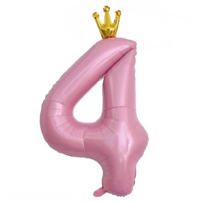 Pastel Baby Blue Pink Foil Number Balloon Crown 1 2 3 4 5 6 7 8 9