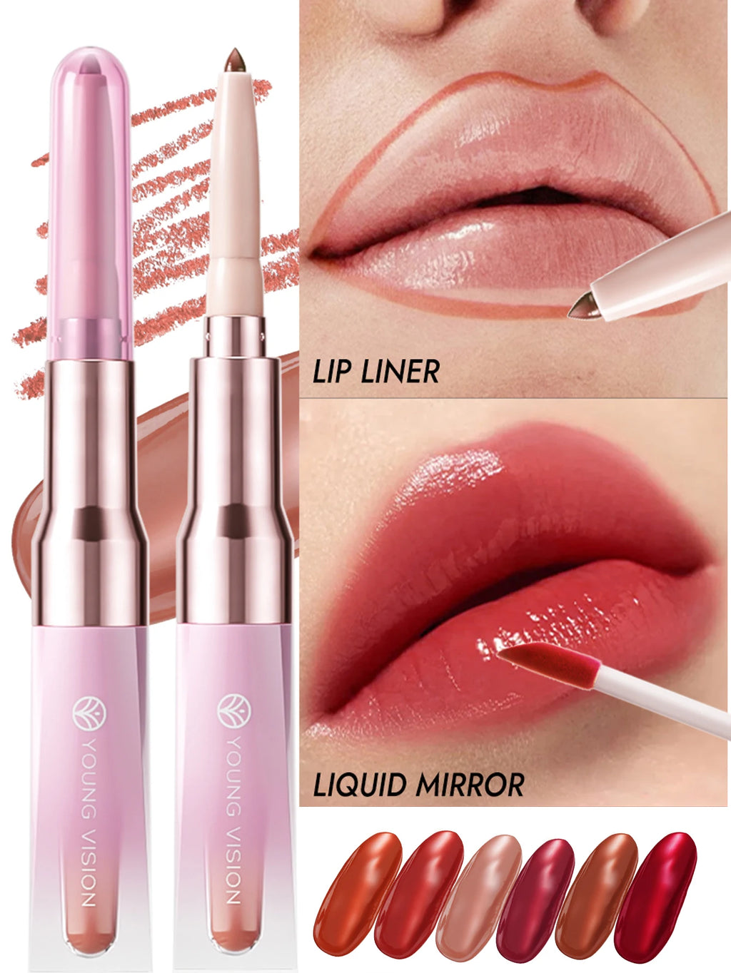 2-in-1 Lip Liner and Gloss Pen – Smooth Matte Liner & Mirror Shine Gloss for Defined, Juicy Lips – Perfect for Daily Makeup, Dat Zpaxo