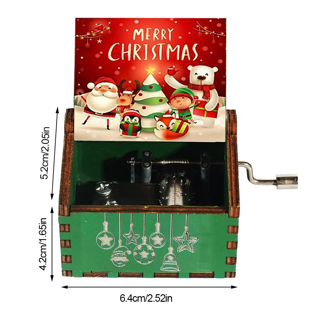 Christmas Music Box Snow House Ornaments with LED Light Resin Rotating Music Figurines Home Christmas Decorations New Year Gift Zpaxo Hand Crank Red