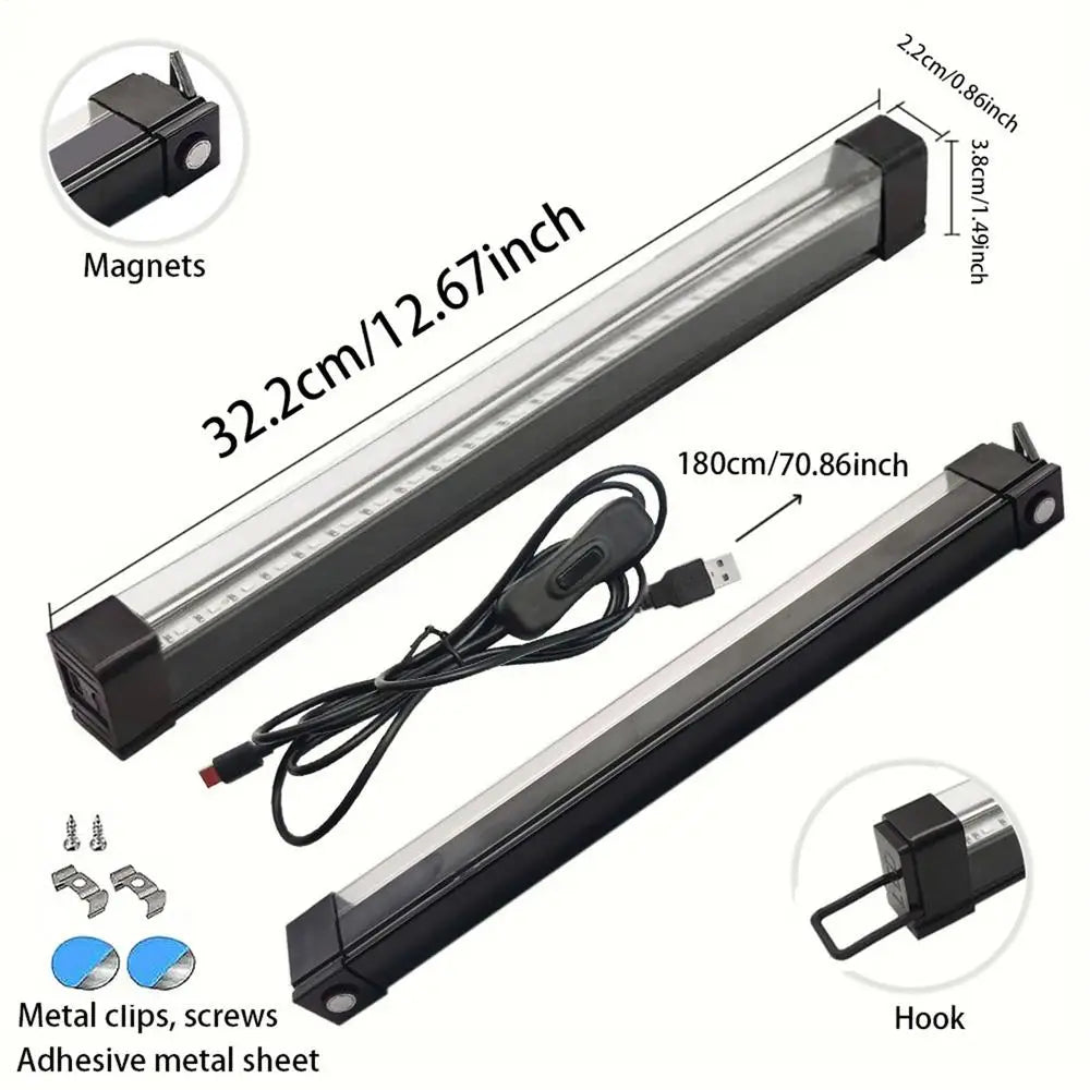 9W Magnetic Black Light Bar Portable UV Lamp USB Fluorescent Strip