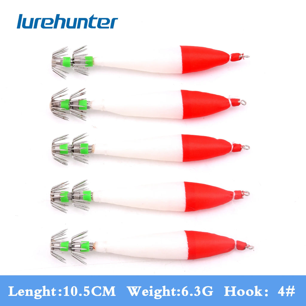 5-Pack Luminous Squid Hooks – Glow Sea Fishing Lures Size 4