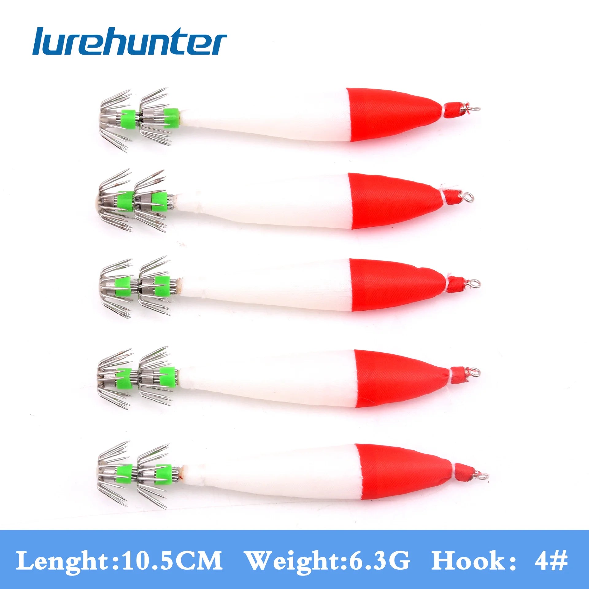 5-Pack Luminous Squid Hooks – Glow Sea Fishing Lures Size 4