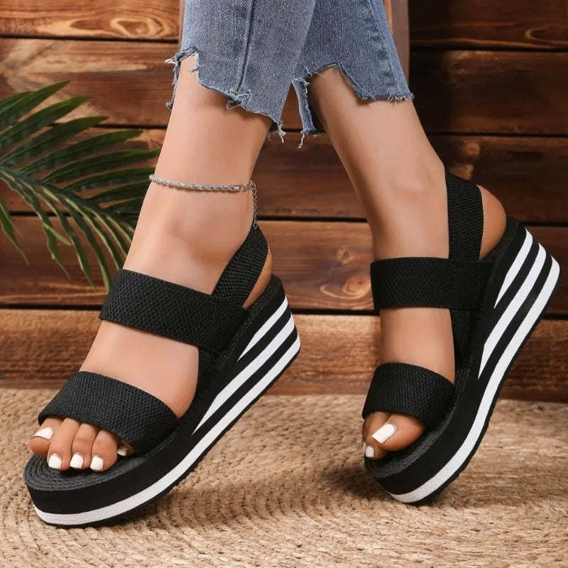 Women's Light Weight Wedge Sandals Open Toe Platform Thick Soled