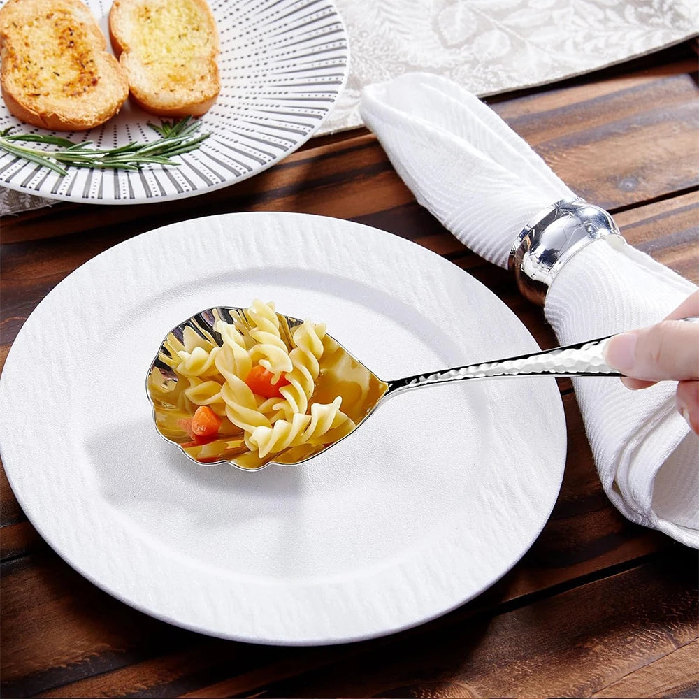 Stainless Steel Serving Spoon Elegant Shell Mixing Large Spoon Utensil Gold Silver for Home Party Restaurant Dining and Serving Zpaxo