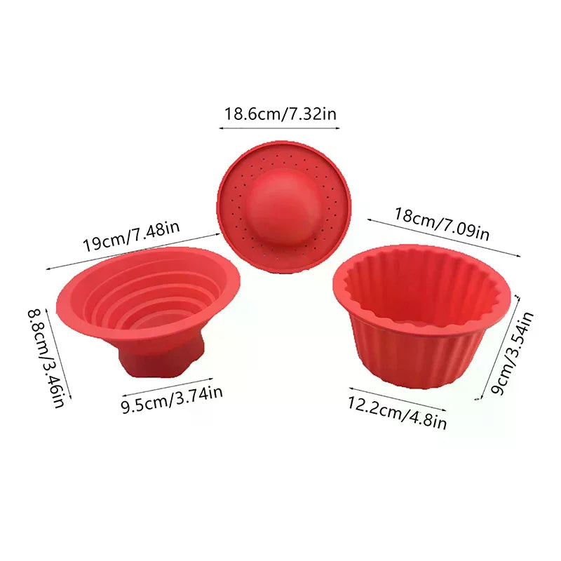 3 PCS Big Top Cupcake Silicone Mould,High Quality Silicone Giant Cupcake Mold,Heat Resistant Bake Tools Baking Maker Zpaxo