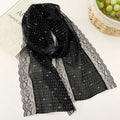 Elegant Butterfly Knot Silk Scarf Polka Dot Lightweight Drifting Belt Lace Edge Women Headscarf Zpaxo Black
