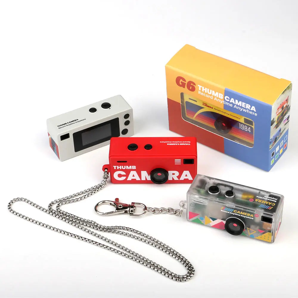 G6 Retro Mini Keychain Thumb Camera 1080P HD Recorder Built-in Flash Auto Focus 130° Wide Angle Lens LCD Screen Portable Camera Zpaxo