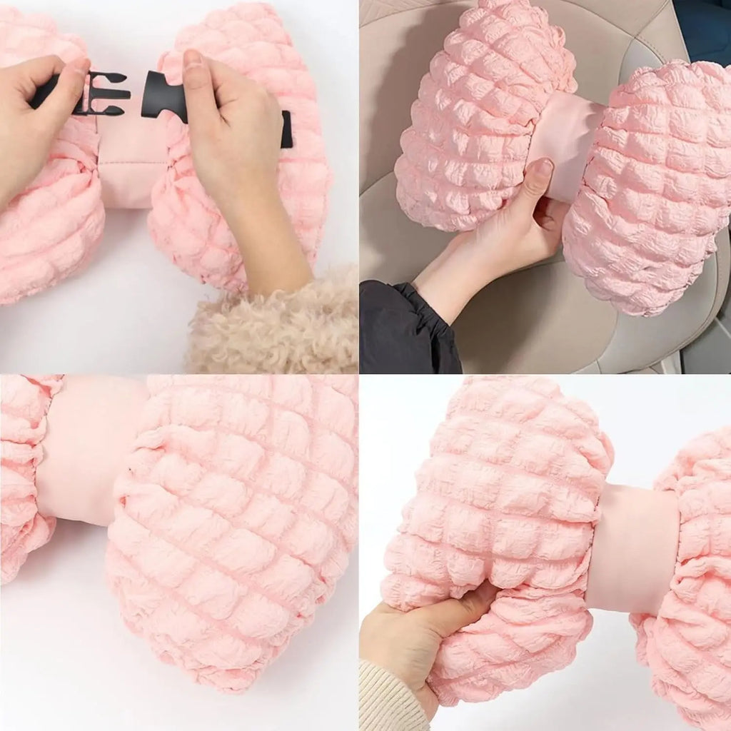 Cartoon Bowknot Car Neck Pillow & Lumbar Cushion – Cute Pink