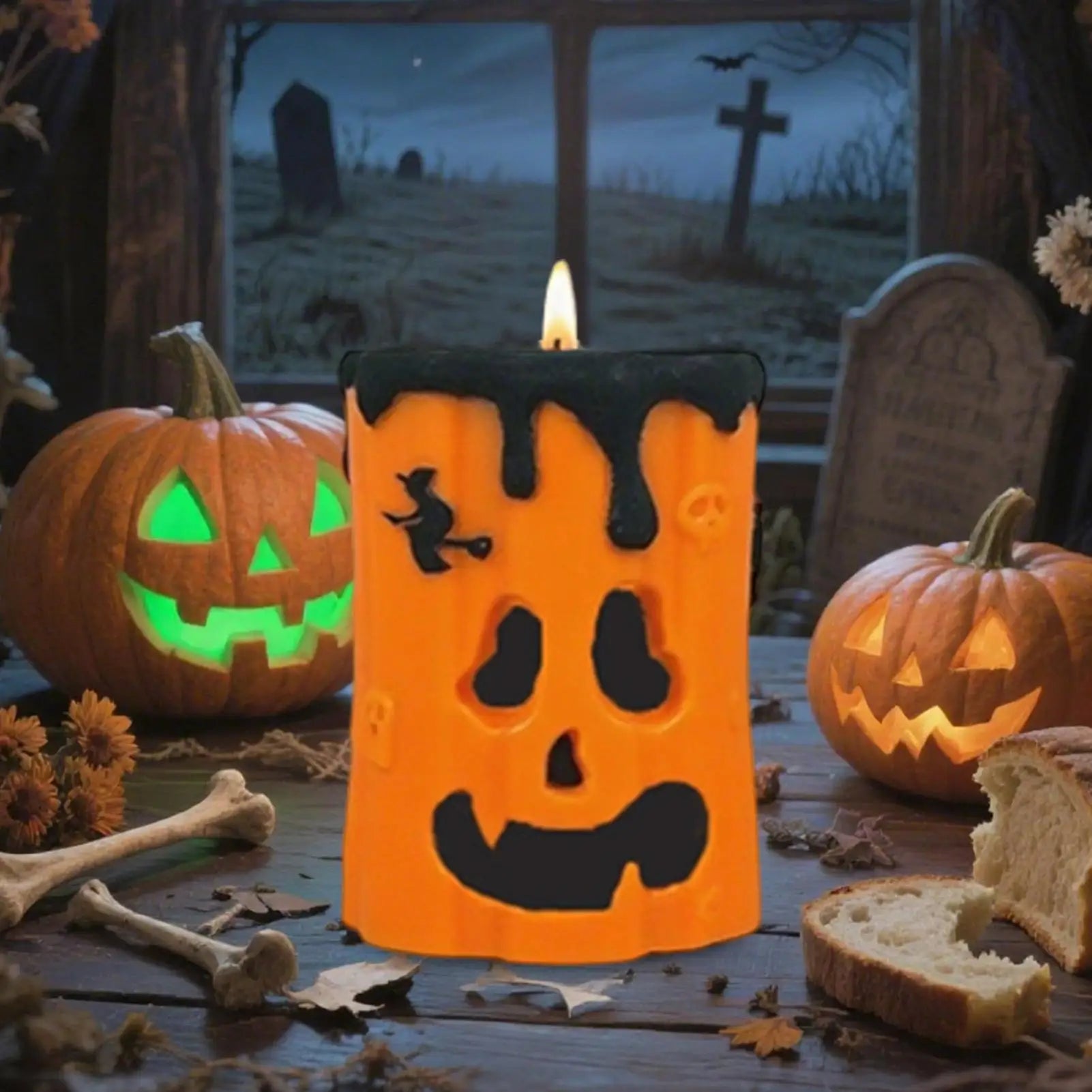 Candle Casting Halloween Mold Ghost Face Pumpkin Reusable Silicone