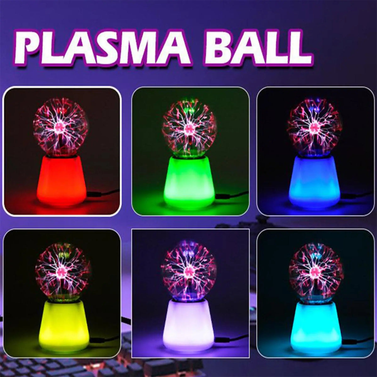 Plasma Ball Lamp Touch Sensitive 7 Changing USB Powered Night Light Zpaxo
