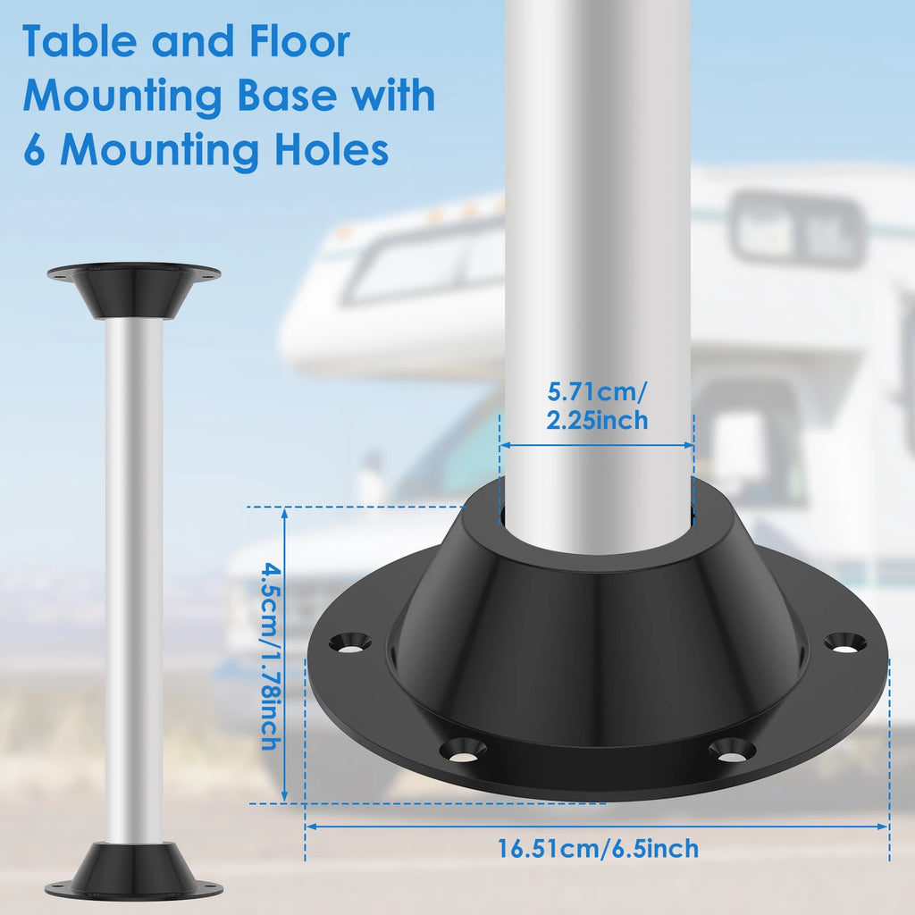 2Pcs RV Table Base Aluminium Alloy Anti-rust Yacht Table Pedestal Table Base Flange Standard Table Floor Mounting Bracket Bases Zpaxo