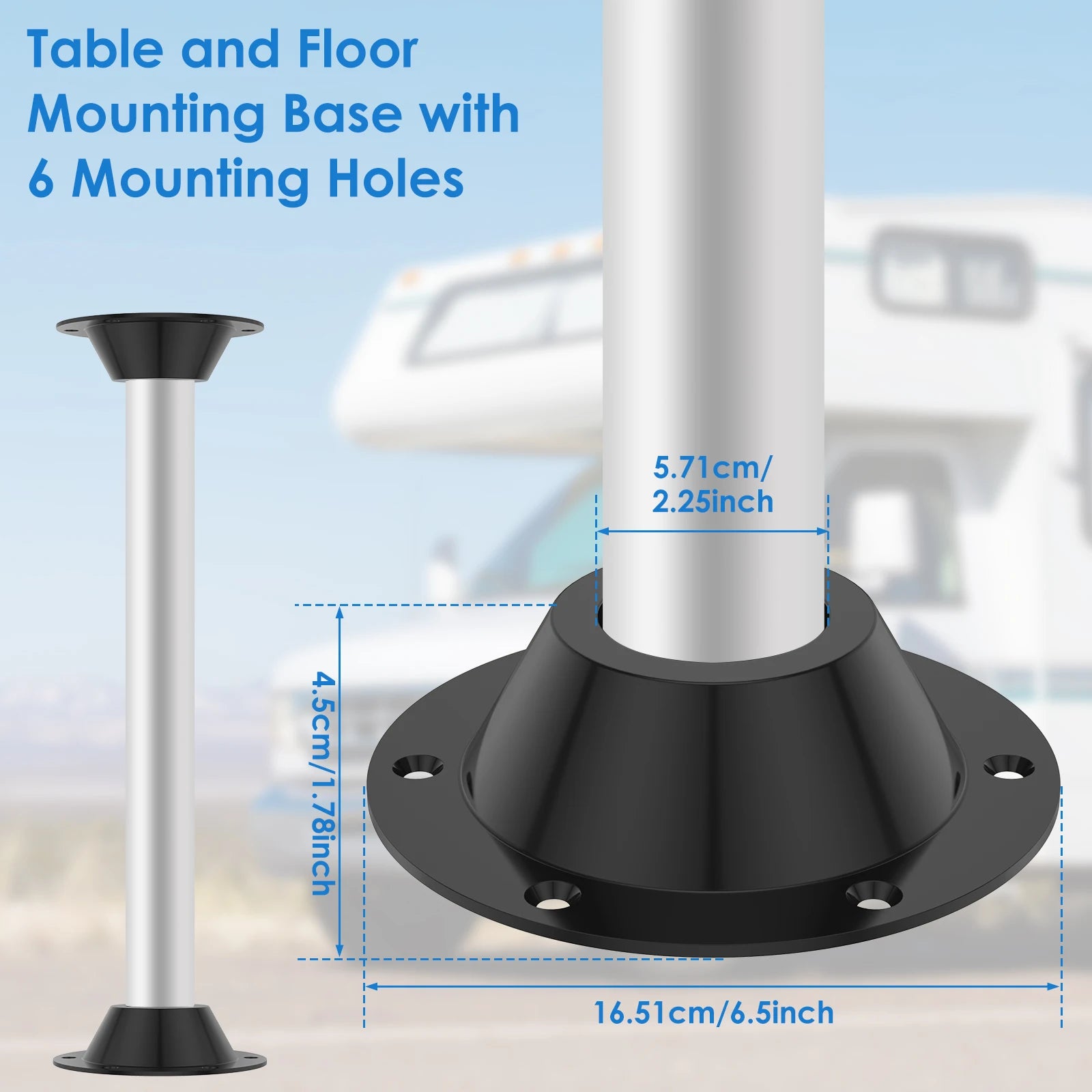 2Pcs RV Table Base Aluminium Alloy Anti-rust Yacht Table Pedestal Table Base Flange Standard Table Floor Mounting Bracket Bases Zpaxo