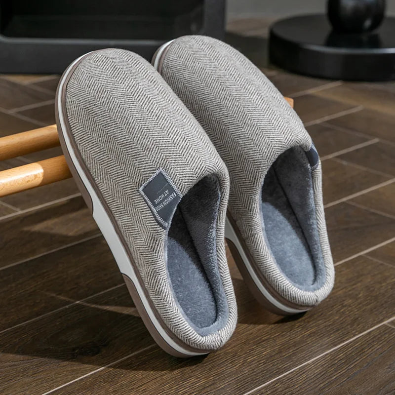 Winter Warm Men Fur Slippers House Non Slip Soft Shoes Comfort Flat Zpaxo Coffee 38-39