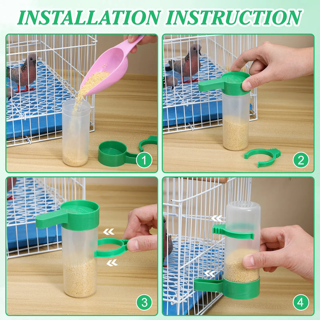 Bird Feeder Automatic Drinker Waterer Plastic Clip Cage Mount