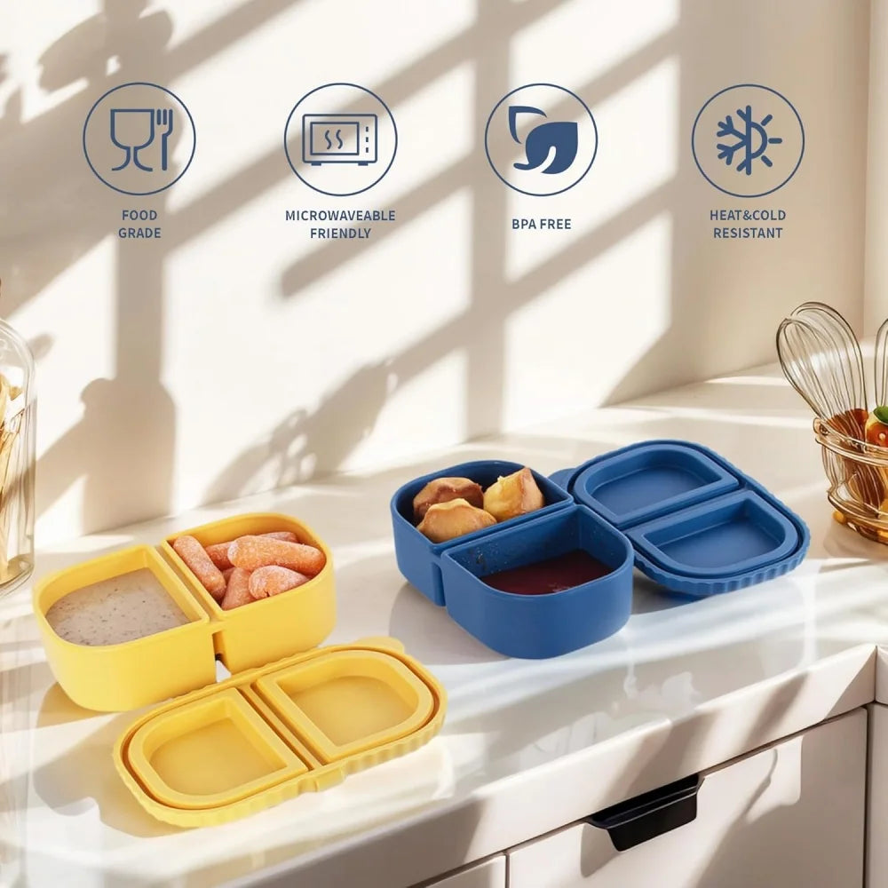 Premium Silicone Reusable Snack Containers Double Compartment Snackle Zpaxo