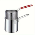 304 Stainless Steel Deep Fryer with Strainer & Anti-Scald Handle Stainless Steel Fryer Zpaxo silvery