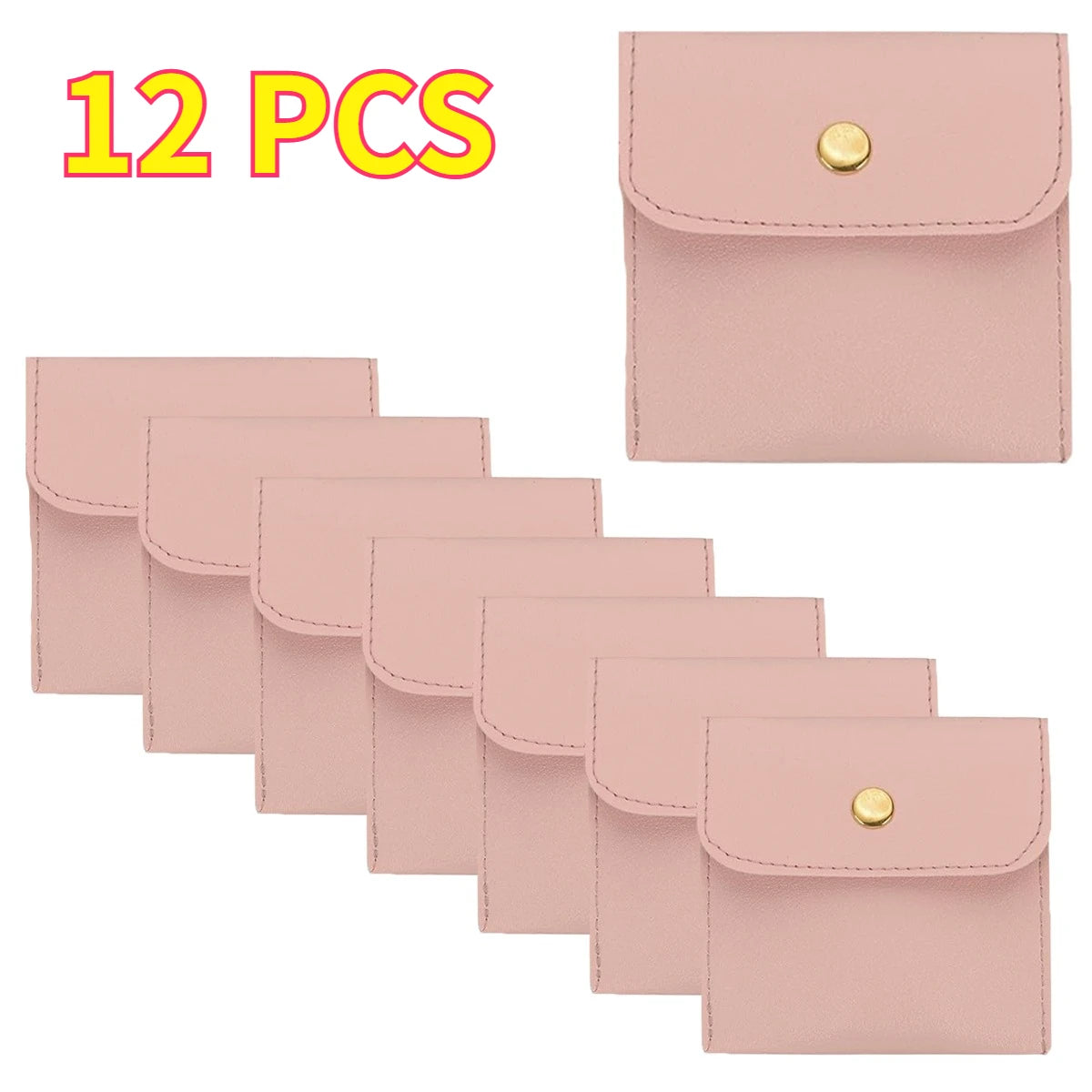 PU Leather Jewelry Pouches – Snap Button Travel Organizer 6/12 Pack