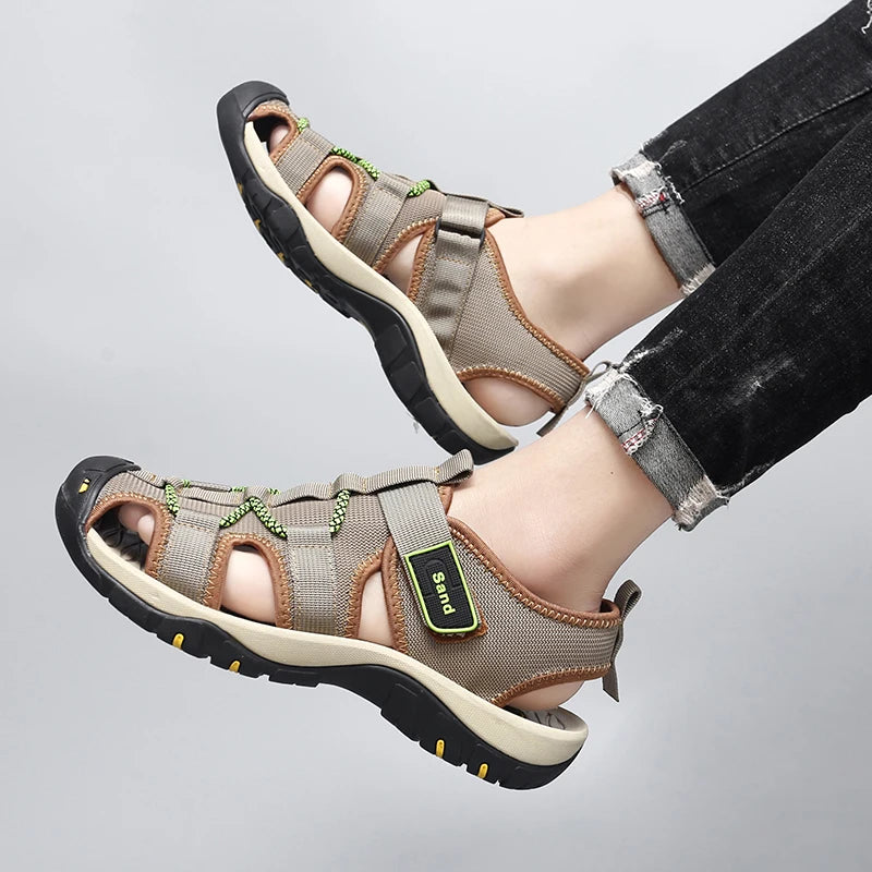 Summer Men Sandals Leather Mens Casual Shoes Outdoor Beach Roman Zpaxo