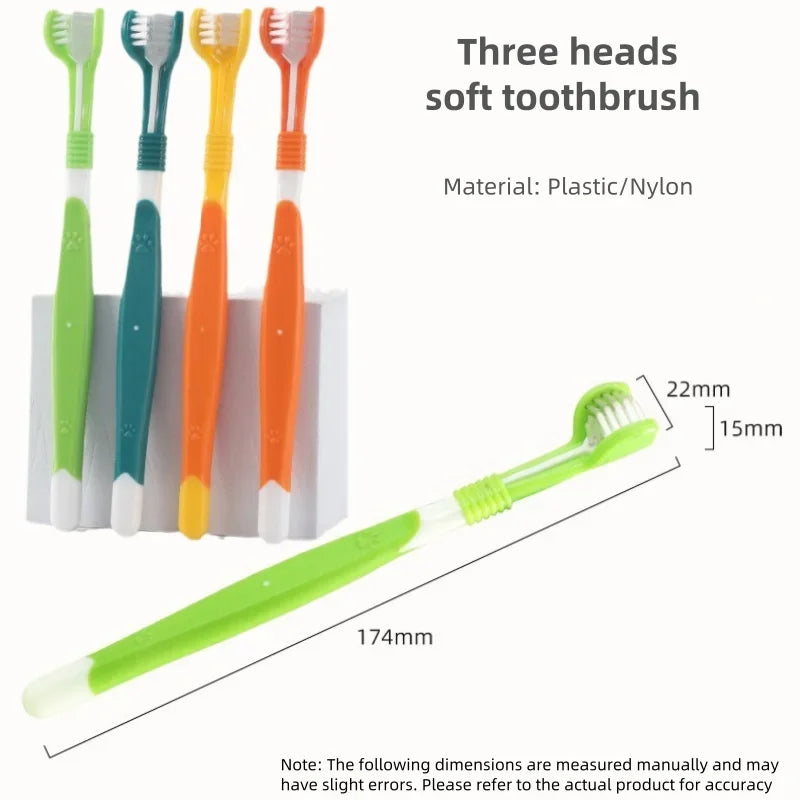 3-Sided Pet Toothbrush Dog Plastic Removing Tartar Cleaning Mouth